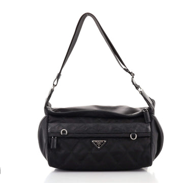 Prada Impunto Front Pocket Shoulder Bag Quilted Tessuto and Saffiano Leather Medium