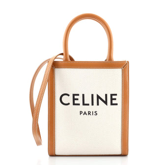 Celine Vertical Cabas Tote Canvas with Leather Mini