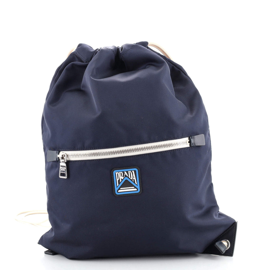 Prada Drawstring Backpack Tessuto Medium Blue 90037124