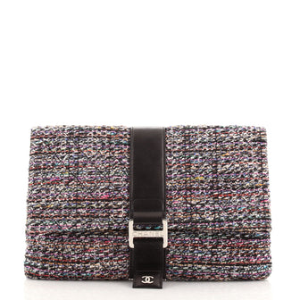 Chanel Grip Clutch Quilted Tweed