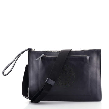 Versace Medusa Zip Messenger Bag Perforated Leather Medium