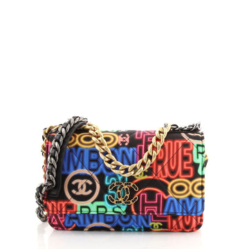 Chanel 19 Wallet on Chain Multicolor Quilted Printed Nylon