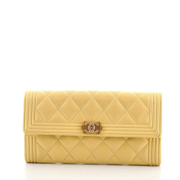 Chanel Boy Flap Wallet Quilted Lambskin Long
