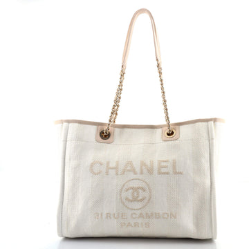 Chanel Deauville Tote Striped Raffia Small