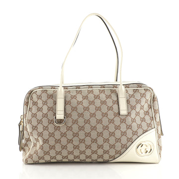 Gucci New Britt Boston Bag GG Canvas Medium