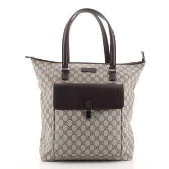 Gucci Vintage Front Pocket Tote GG Coated Canvas with Leather