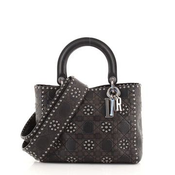 Christian Dior Supple Lady Dior Bag Studded Cannage Embossed Calfskin Medium