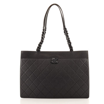 Chanel So Black Shopping Tote Quilted Caviar Large
