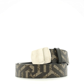 Gucci Plate Buckle Belt Caleido GG Coated Canvas Medium