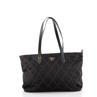 Prada Impunto Zip Tote Quilted Tessuto Large