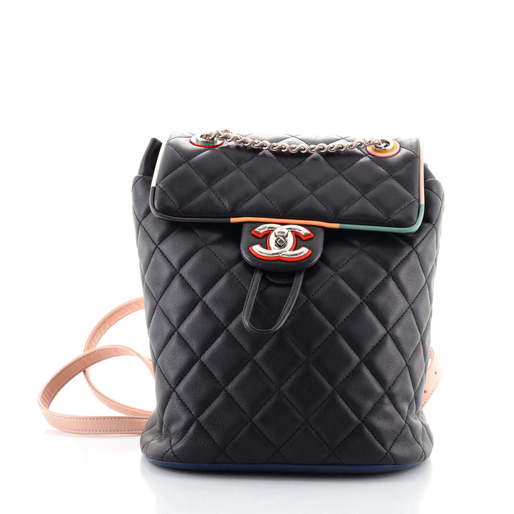 Chanel 16P Black Quilted Lambskin Small Urban Spirit Backpack