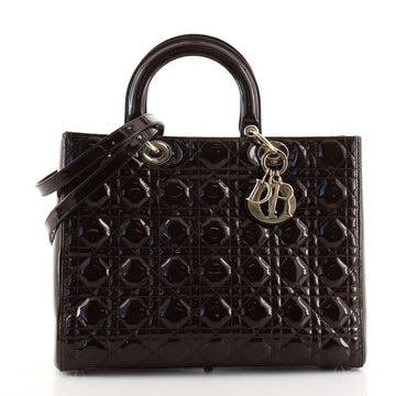 Christian Dior Vintage Lady Dior Bag Cannage Quilt Patent Large