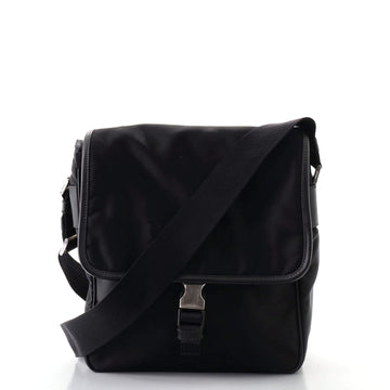 Prada Logo Flap Messenger Bag Tessuto Small
