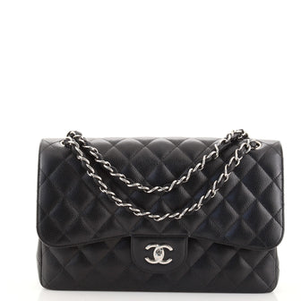 Chanel Classic Double Flap Bag Quilted Caviar Jumbo