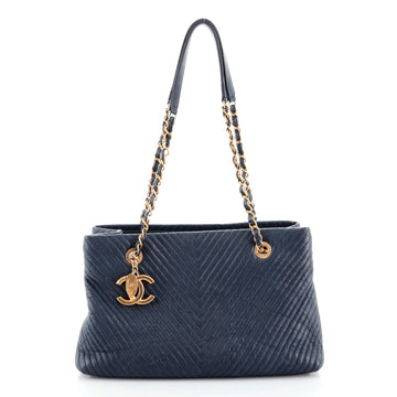 Chanel Medallion Charm Tote Chevron Wrinkled Lambskin Medium