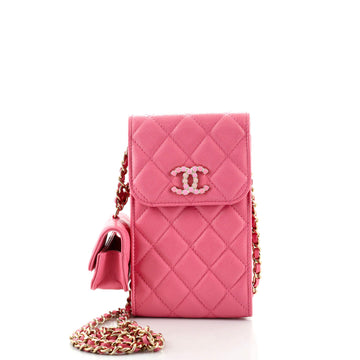 Chanel Crystal CC Flap Phone Holder Crossbody Bag and Airpods Pro Quilted Caviar