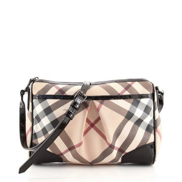 Burberry Pedley Crossbody Bag Nova Check Coated Canvas and Patent Small