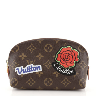 Louis Vuitton Cosmetic Pouch Limited Edition Patches Monogram Canvas