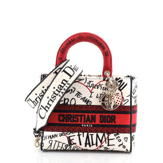 Christian Dior Lady D-Lite Bag Embroidered Canvas Medium