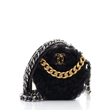 Chanel 19 Round Clutch with Chain Quilted Shearling