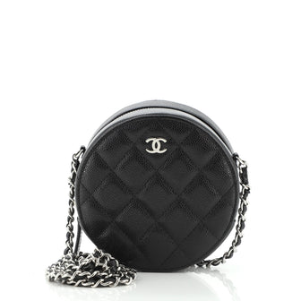 Chanel Round Clutch with Chain Quilted Caviar Mini