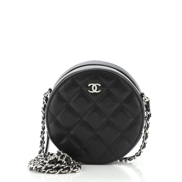 Chanel Round Clutch with Chain Quilted Caviar Mini