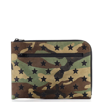 Saint Laurent Stars Portfolio Clutch Camouflage Suede