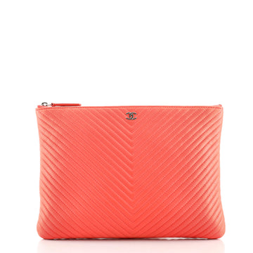 Chanel O Case Clutch Chevron Lambskin Medium