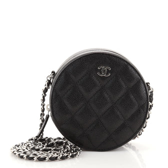 Chanel Round Clutch with Chain Quilted Caviar Mini