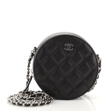 Chanel Round Clutch with Chain Quilted Caviar Mini