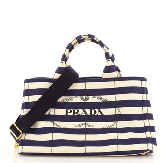 Prada Canapa Convertible Tote Printed Canvas Large