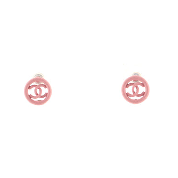 Chanel CC Round Stud Earrings Rubber