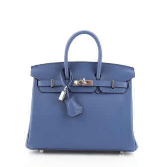 Birkin Handbag Bleu Brighton Swift with Palladium Hardware 25