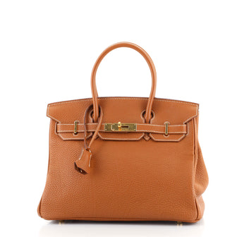 Hermes Birkin Handbag Brown Togo with Gold Hardware 30