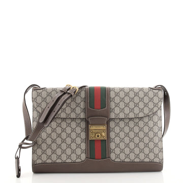 Gucci Padlock Web Messenger Bag GG Coated Canvas Large