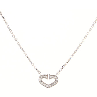 Cartier C Heart de Cartier Pendant Necklace 18K White Gold with Pave Diamonds