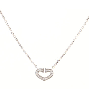 Cartier C Heart de Cartier Pendant Necklace 18K White Gold with Pave Diamonds