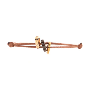 Cartier Love 3 Hoops Silk Cord Bracelet 18K Yellow and Rose Gold with Diamond and Brown Ceramic