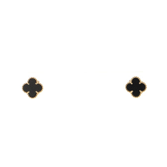 Van Cleef & Arpels Sweet Alhambra Stud Earrings 18K Yellow Gold and Onyx