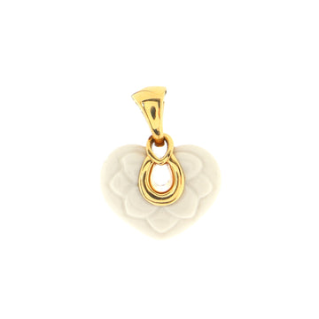 Bvlgari Chandra Heart Pendant Charm Pendant & Charms Porcelain with 18K Yellow Gold