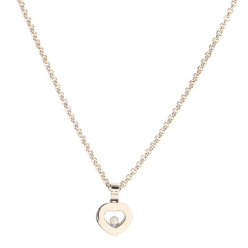 Chopard Happy Diamond Heart Pendant Necklace 18K White Gold with Floating Diamond