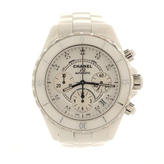 Chanel J12 Chronograph Automatic Watch Ceramic and Stainless Steel with Diamond Markers 41