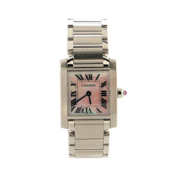 Cartier Tank Francaise Quartz Watch Stainless Steel with Mother of Pearl 20