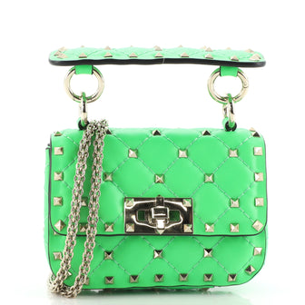 Valentino Rockstud Spike Flap Bag Quilted Leather Micro