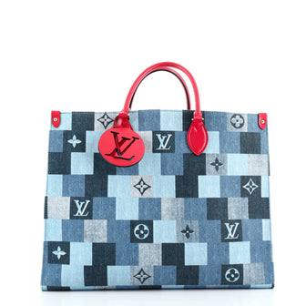 Louis Vuitton OnTheGo Tote Damier and Monogram Patchwork Denim GM