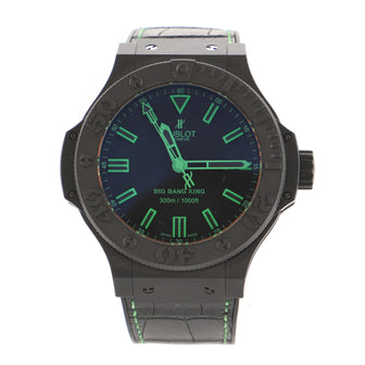 Hublot Big Bang All Black Green Automatic Watch Ceramic and Alligator with Rubber 48