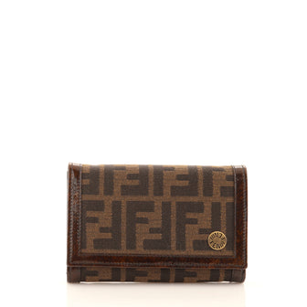 Fendi F is Fendi Bifold Wallet Zucca Embossed Leather Compact