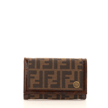 Fendi F is Fendi Bifold Wallet Zucca Embossed Leather Compact