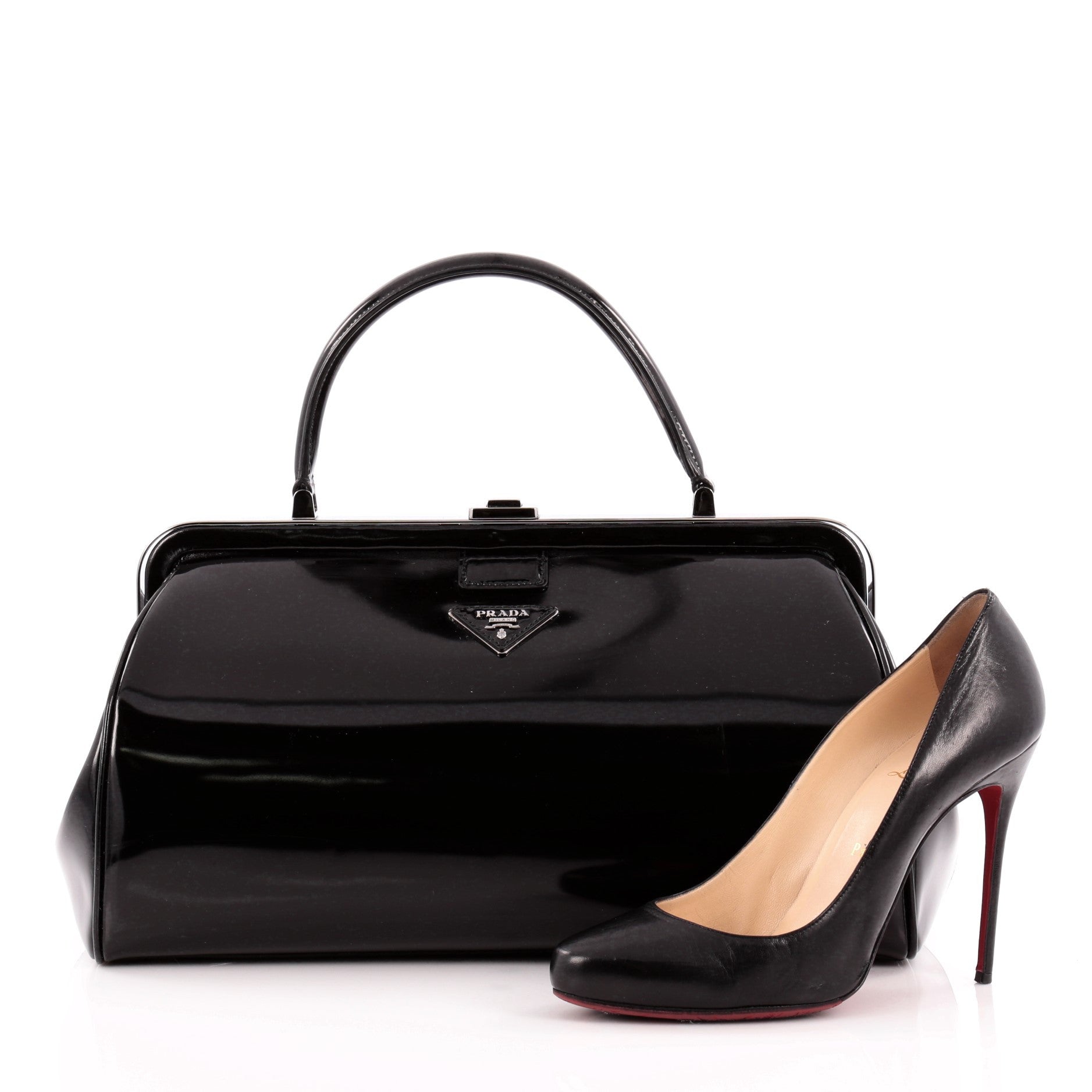 バッグ PRADA Leather Frame Doctor Large Handbag Buy Prada Frame Doctor Bag Spazzolato Leather Large Black 902101