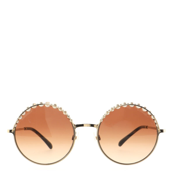 Chanel round tortoise shell Pearl sunglasses Chanel Tortoise Round Logo Sunglasses – Treasures of NYC main image 4